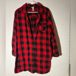 Black and Plaid Flannel Dress - XXL
